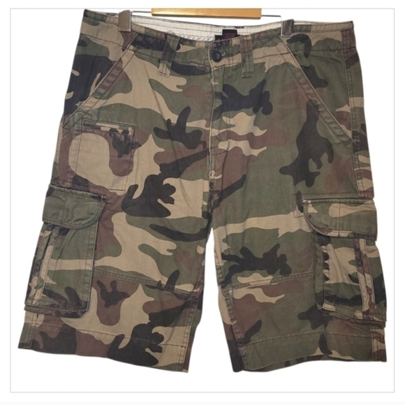 Foot Locker Camo Cargo Shorts Mens 34 Military Tactical Utility - Picture 2 of 4